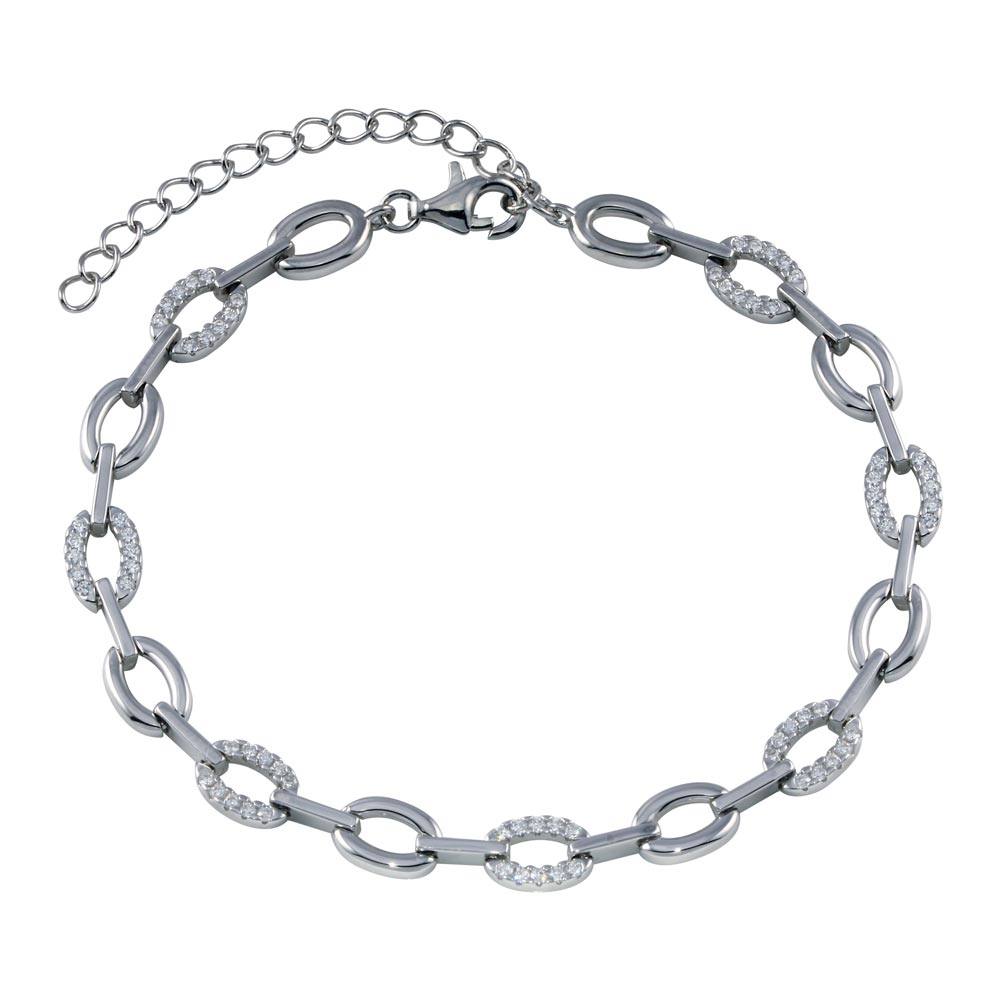 Lhb00579 Sterling Silver Link Cz Bracelet