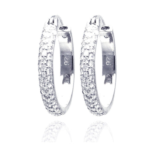 Lhe00586 Sterling Silver Cz hoop earrings 3/4''