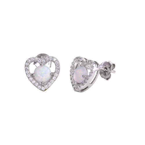 Lhe00588 Sterling Silver Heart Earring Lab  Opal earring