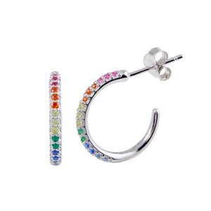 Lhe00608 Sterling Silver Multi Color Hoop Earring