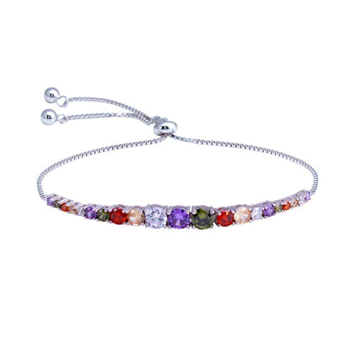 Lhb00613MC Sterling Silver Bracelet Multi Color Graduated Stones