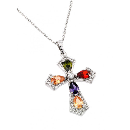 Lhp00658 Sterling Silver Multi Color Cross
