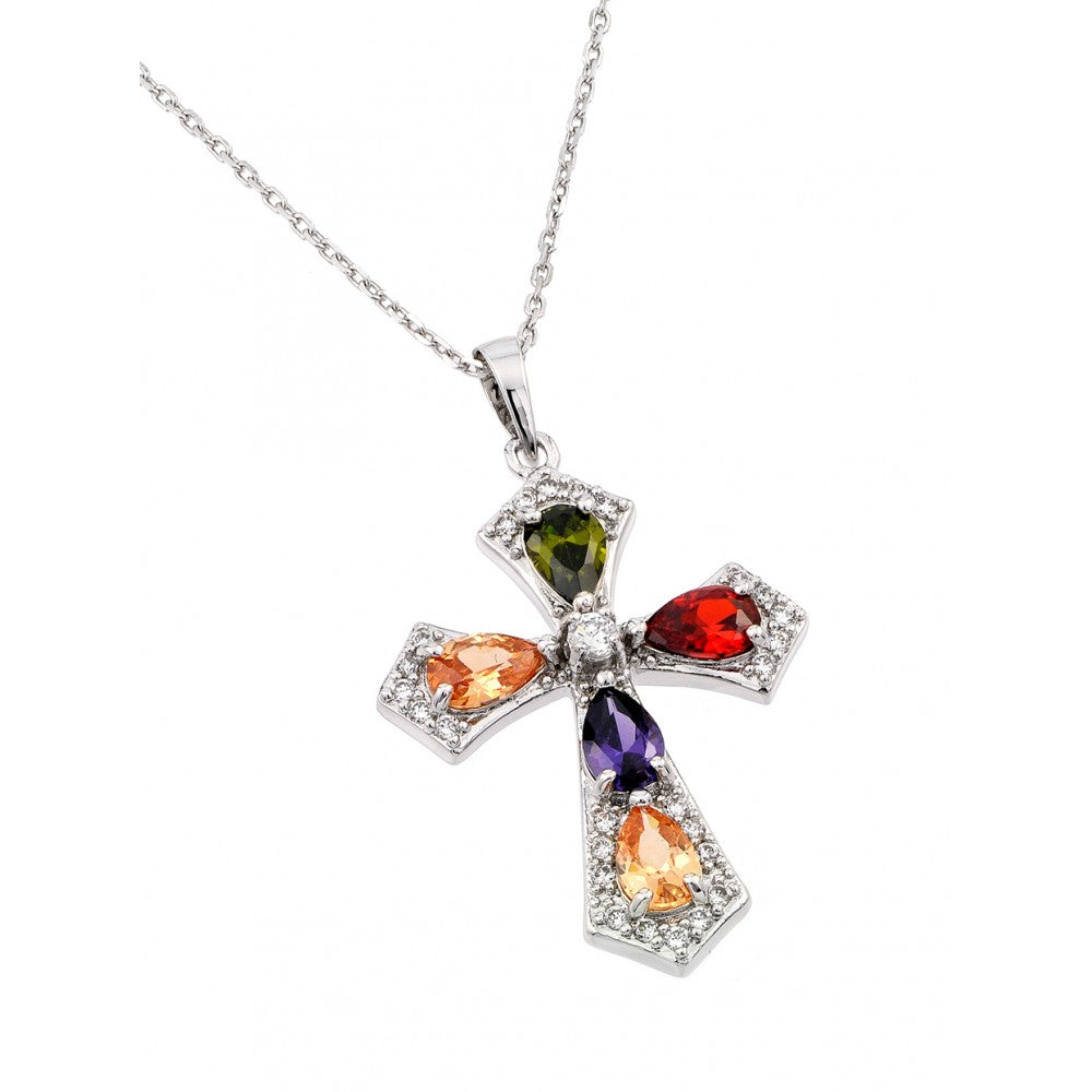 Lhp00658 Sterling Silver Multi Color Cross