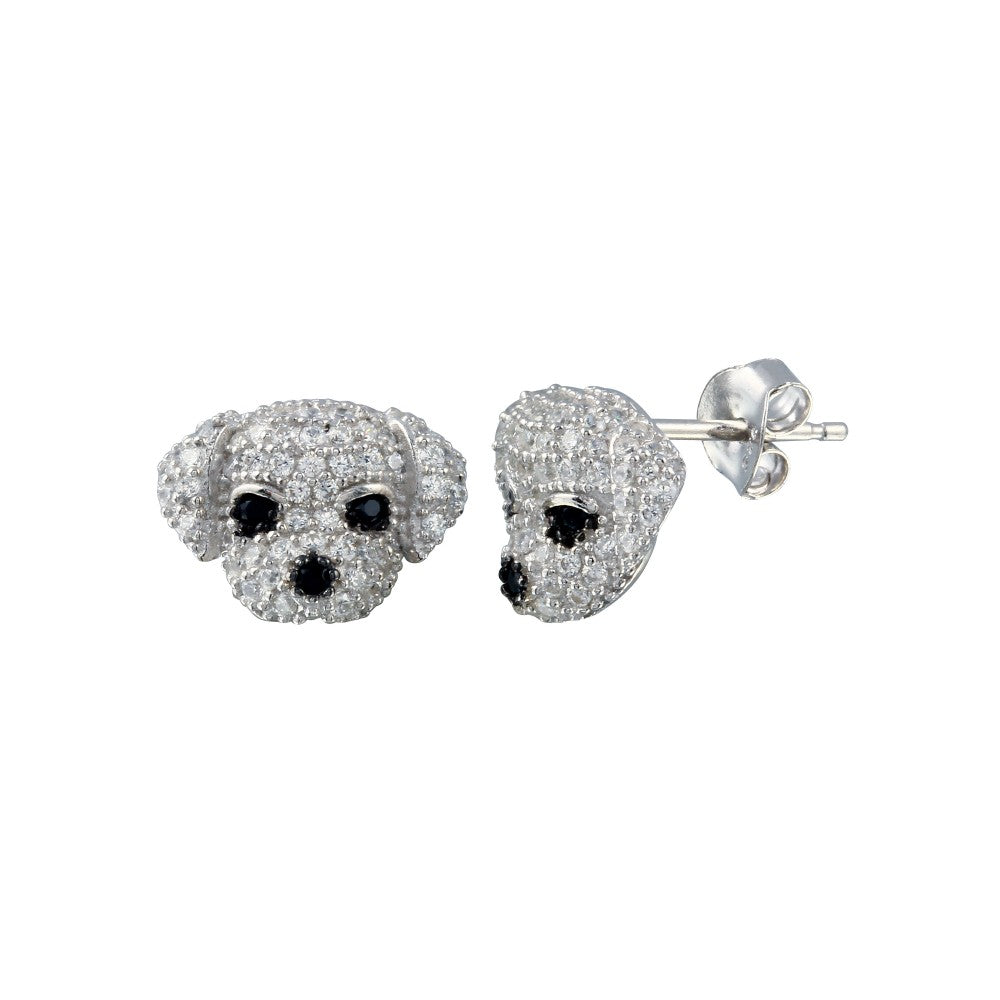 Lhe00660 Sterling Silver DOG  Puppy Micro Pave cz earrings