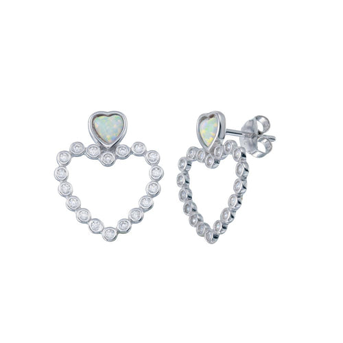 Lhe00673 Sterling Silver Heart bezel Cz Earring