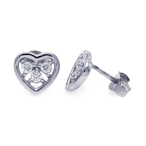 Lhe00700 Sterling Silver Heart cz earrings
