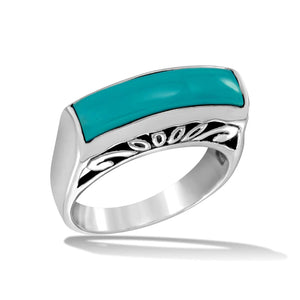 Lhr007279 Sterling Silver Band Ring Turquoise