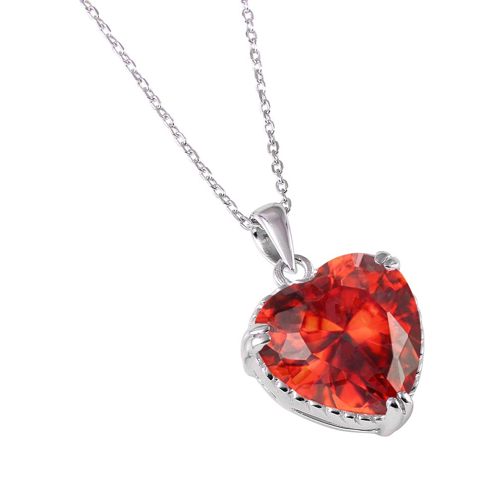 Lhn00732 Sterling Silver Heart Red Cz