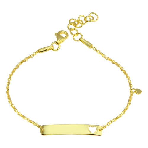 Lhbch0078G Sterling Silver Gold Plated Id Heart bracelet Children Size 5 -5 1/2 