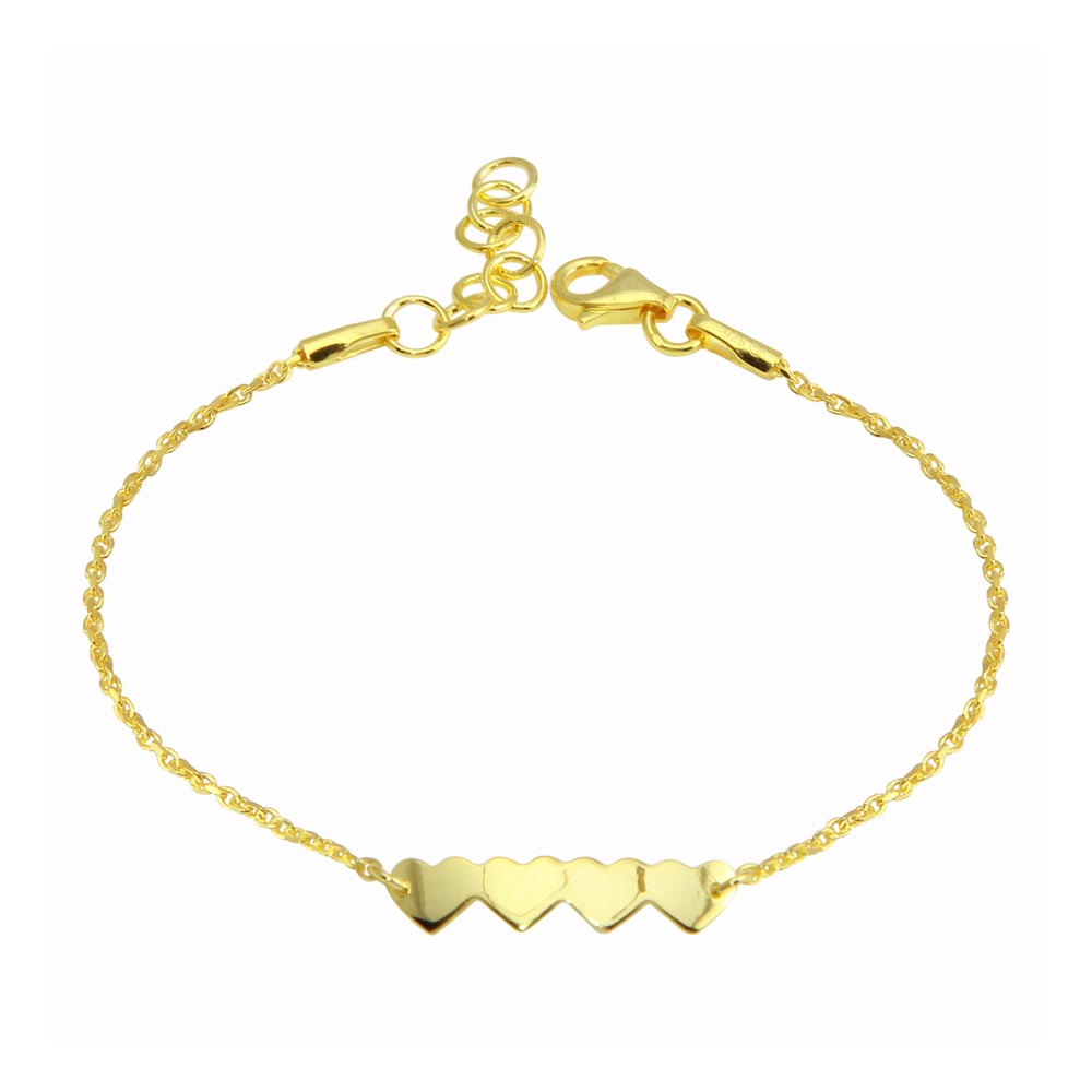 Lhbch0079 Sterling Silver Gold Plated Heart Bracelet 5-5/12'' Children size
