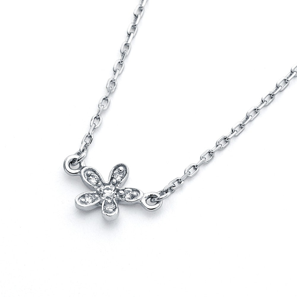 Lhp00808 Sterling Silver Single delicate flower necklace