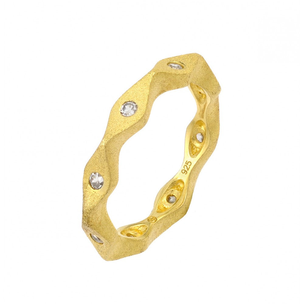 Lhr00879 Sterling Silver Gold Plated Band Ring