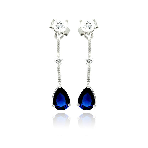 Lhe00880 Sterling Silver Sapphire Cz  dangle earring