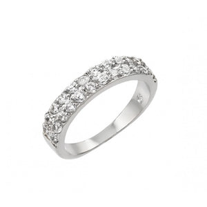 Lhr00902 Sterling Silver Double Row Cz Band