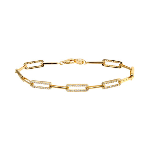 Lhb0090G Sterling Silver Gold plated Paper Clip bracelet