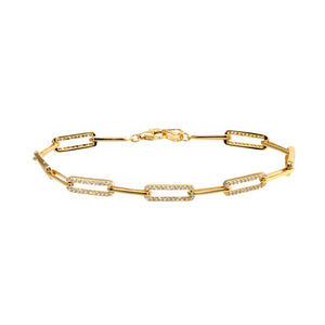 Lhb0090G Sterling Silver Gold plated Paper Clip bracelet