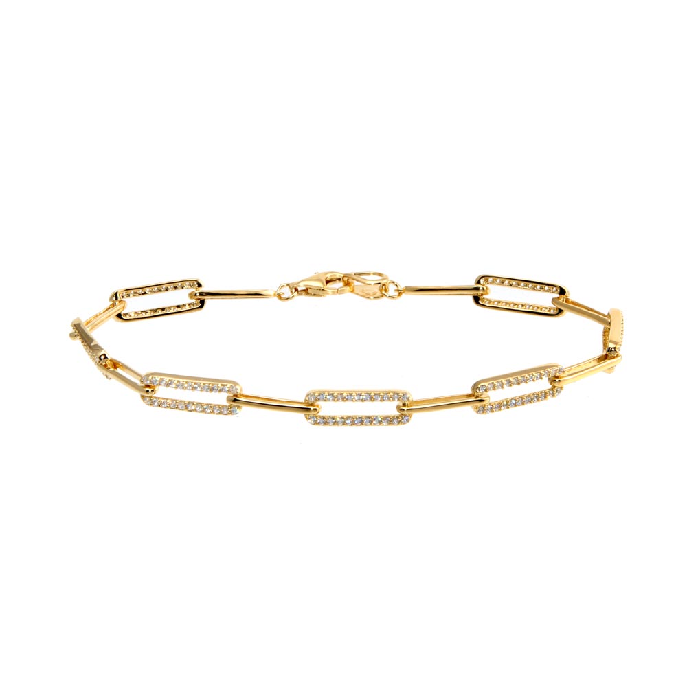 Lhb0090G Sterling Silver Gold plated Paper Clip bracelet