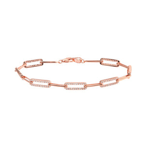 Lhb0090 Sterling Silver  Rose Gold Plated Paper Clip Bracelet