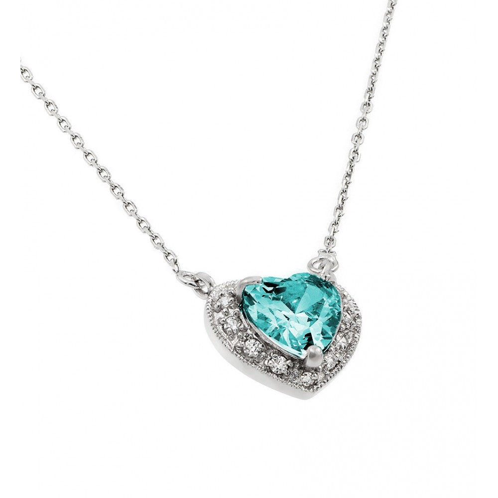 Lhp00911 Sterling Silver Heart Necklace cz Birthstone colors 18'' december