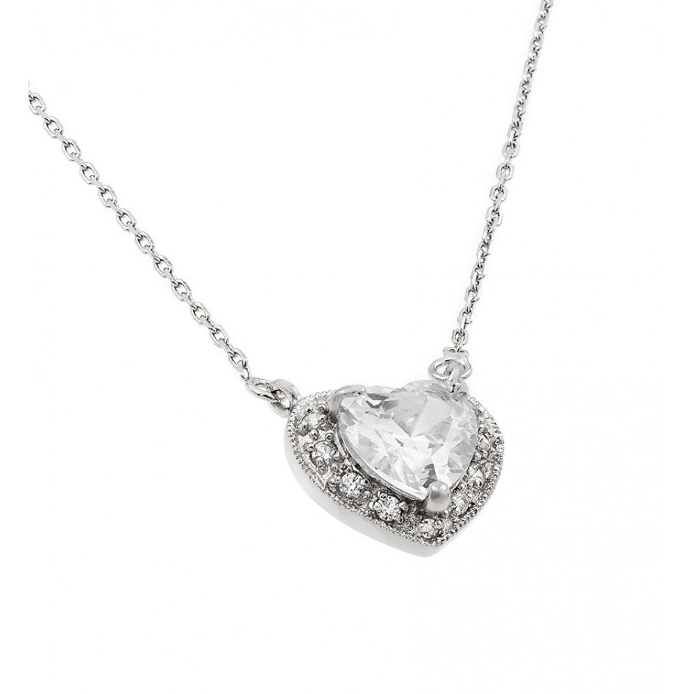 Lhp00911Clear Sterling Silver Heart Necklace