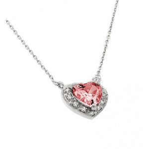 Lhp00911 Sterling Silver Heart Necklace cz Birthstone colors 18'' december