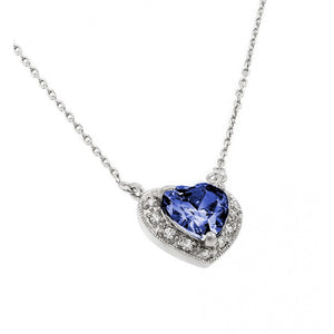 Lhp00911 Sterling Silver Heart Necklace cz Birthstone colors 18'' december