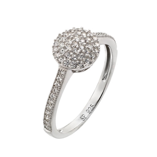 Lhr00925 Sterling Silver Pave Round Cubic Zirconia Ring