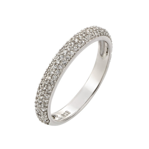 Lhr00929 Sterling Silver Micro Pave  cz band ring