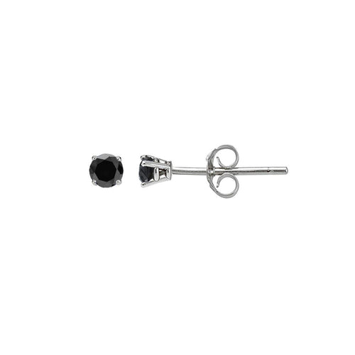 Lhe009789 Sterling Silver Stud Earring Black Cz Stone
