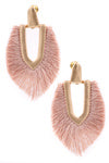 LHE39008 MOSS GREEN COTTON TASSLE EARRINGS