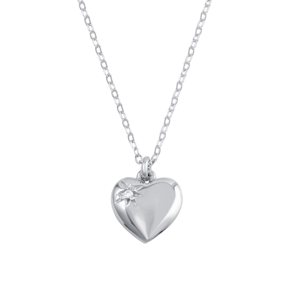 Lhp00101 Sterling Silver Necklace Heart CZ