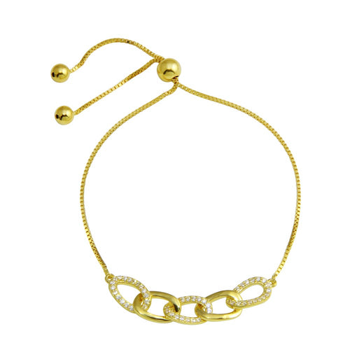Lhb00101G Sterling Silver Bracelet Links Adjustable Gold Plated
