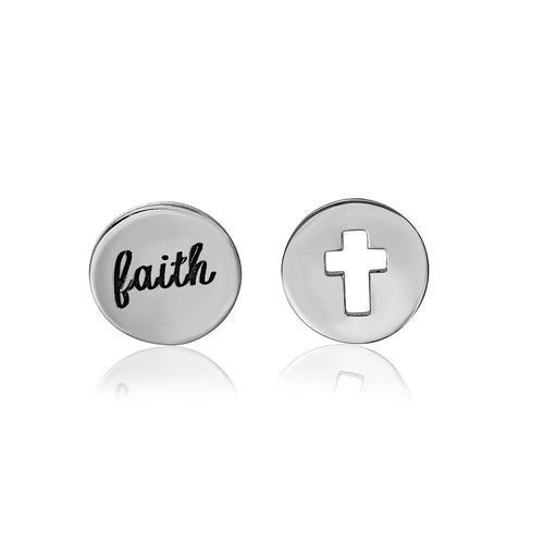 Lhe01053 Sterling Silver  Faith and Cross Earrings