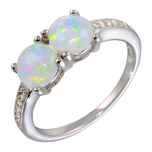 Lhr01075 Sterling Silver double synthetic opal ring