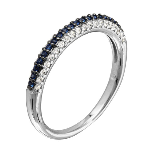 Lhr01090 Sterling Silver Ring Sapphire and clear stackable