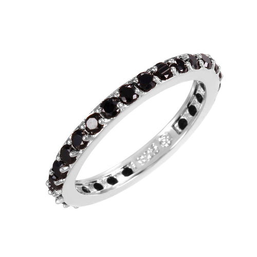 lhr0119 Sterling Silver Black Cz Band Ring