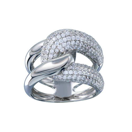 Lhr0119 Sterling Silver Wrap Cz Turban Style Ring