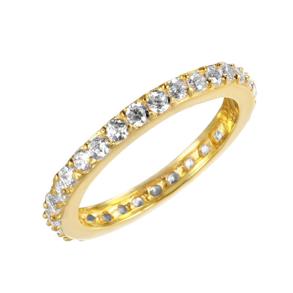 Lhr0119 Sterling Silver Ring Gold Plated Cz Stones