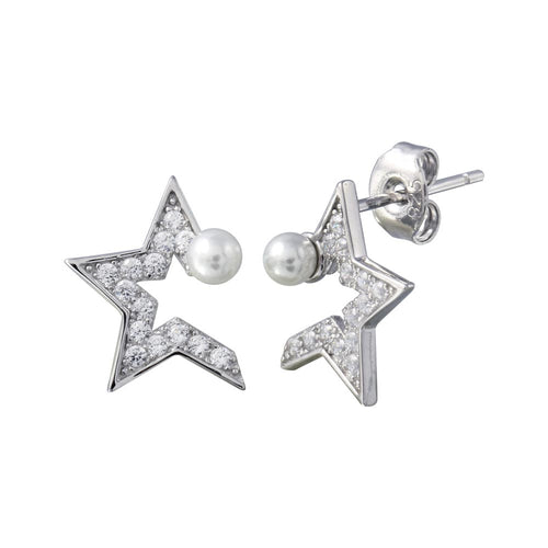 Lhe01200S Sterling Silver Star and pearl Earring