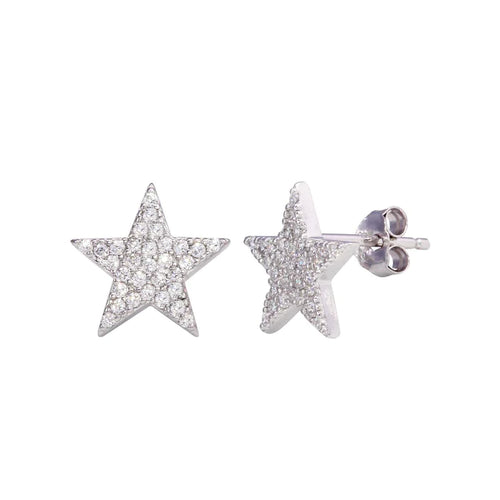 Lhe012019 *Sterling Silver Star Earring Cz 10mm