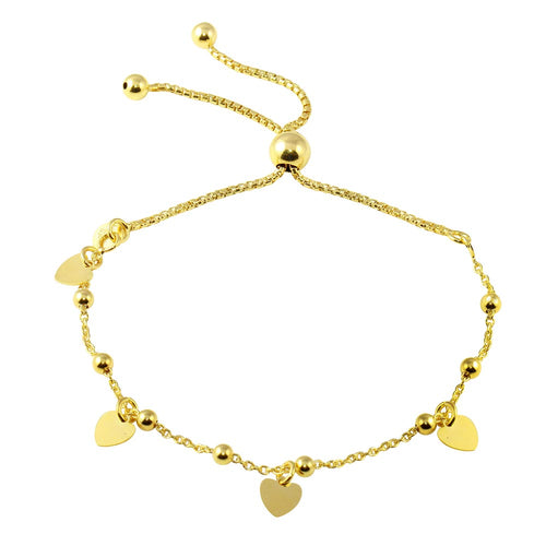 Lhbr00127G Sterling Silver Gold plated Dangle Heart bracelet