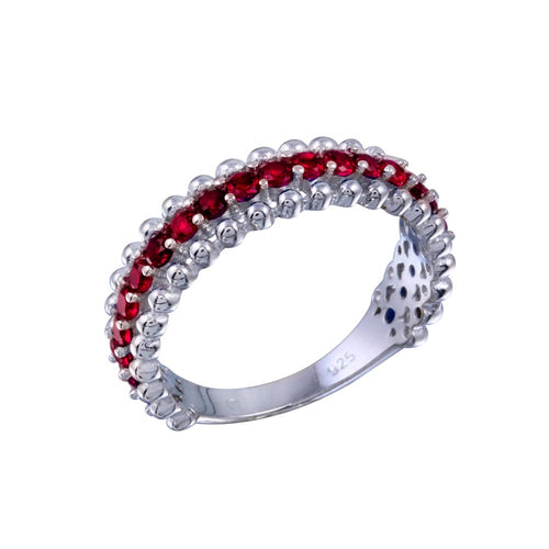 Lhr01318Red Sterling Silver Cz Red Band Ring