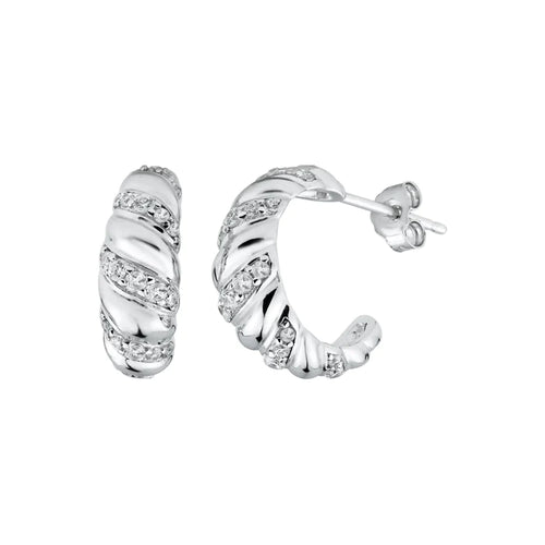 lhe13279 Sterling Silver Hoop Twist with Cz Stones