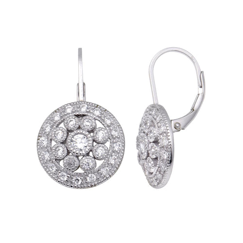 Lhe0138 Sterling Silver Vintage Round Cz earring