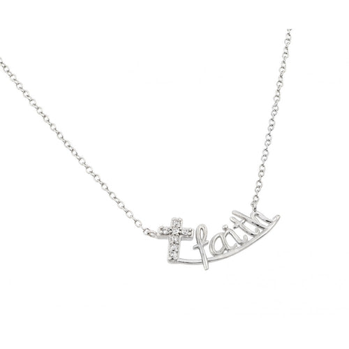 Lhp01420S Sterling Silver Faith and Cross Necklace