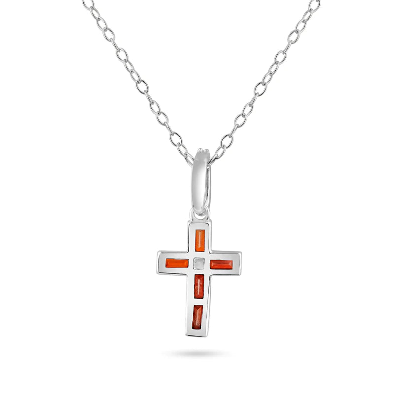 Lhp014619 Sterling Silver Cross red Cz