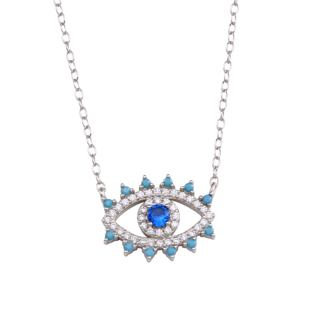 Lhp01772 Sterling Silver Blue Eye Necklace