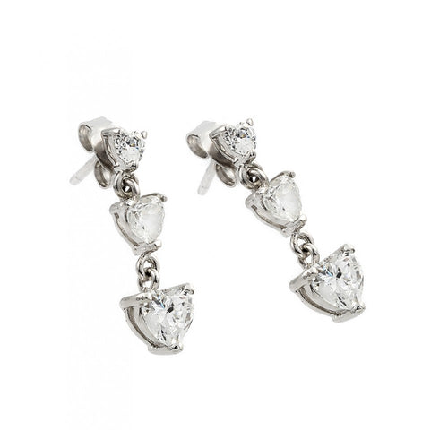 Lhe0218 Sterling Silver Multi Heart drop cz earrings