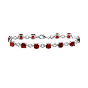 Lhb03319 Sterling Silver Bracelet Red Garnet CZ