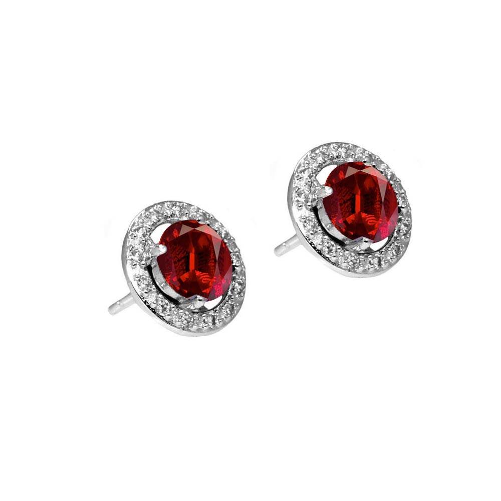 Lhe0331 Sterling Silver Earring Garnet cz